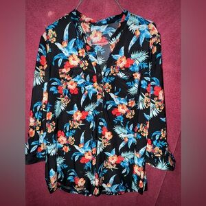 Ava & Grace Black Floral Button Down Shirt